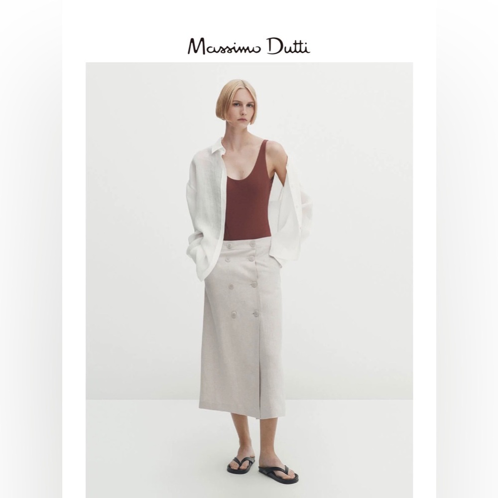 NWT massimo dutti button down linen skirt
